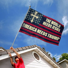 Fyon Double-sided The World Needs Jesus Flag America Needs Trump Flags Banner