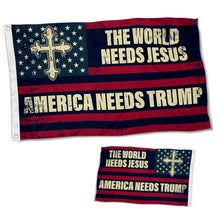 Fyon Double-sided The World Needs Jesus Flag America Needs Trump Flags Banner