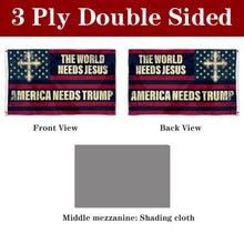 Fyon Double-sided The World Needs Jesus Flag America Needs Trump Flags Banner