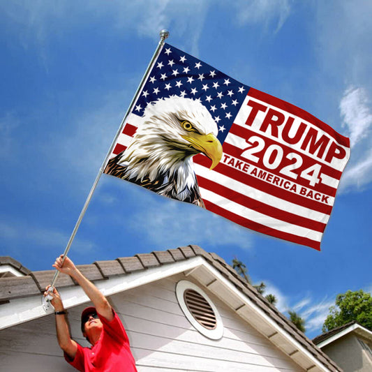 Fyon Double-sided TRUMP 2024 Take America Back Flag US Election Flags Banner