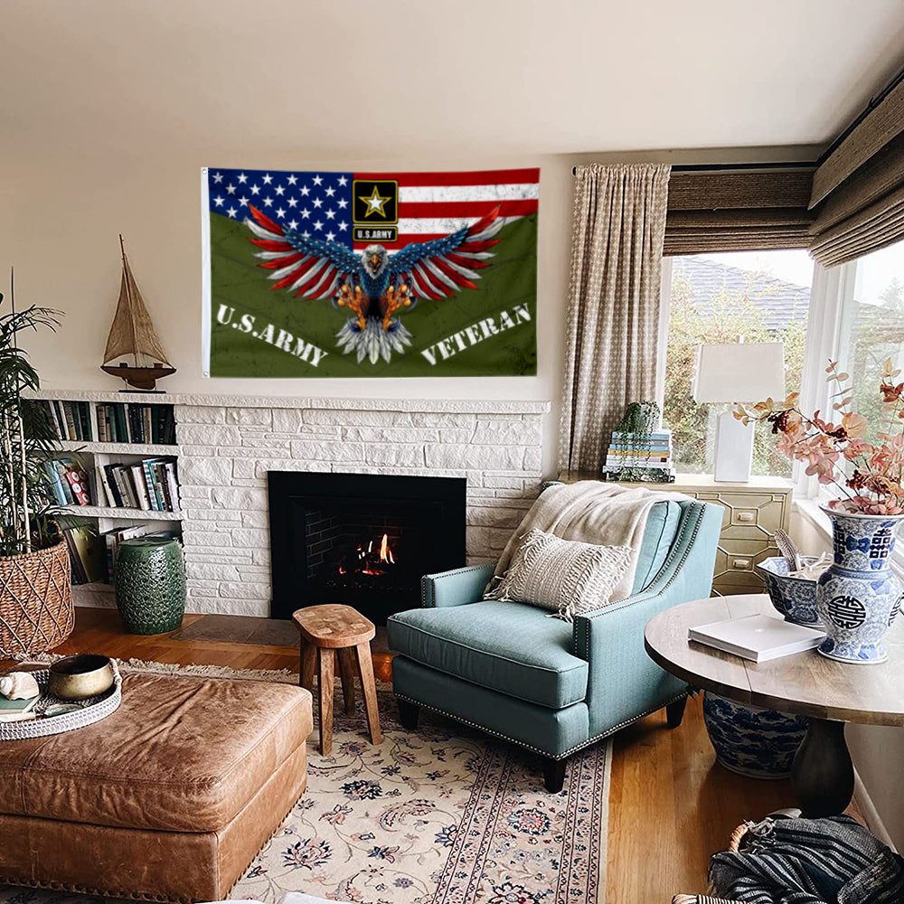 Fyon U.S. Army American Eagle Veteran Flag American Eagle Veteran Flag Indoor and outdoor banner