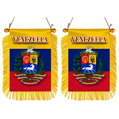 Venezuela Flag Mini Car Rearview Mirror Flag Banner - 2PC