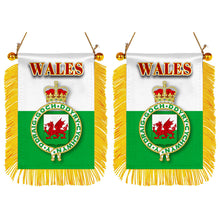 Wales Flag Mini Car Rearview Mirror Flag Banner - 2PC