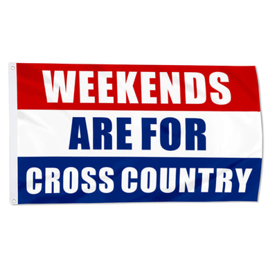 Fyon Weekends Are For Cross Country Flag   Indoor and Outdoor Banner