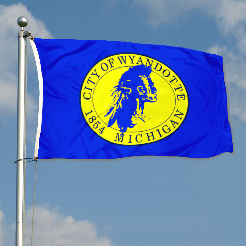 Fyon Double-sided Wyandotte, Michigan Flag Banner