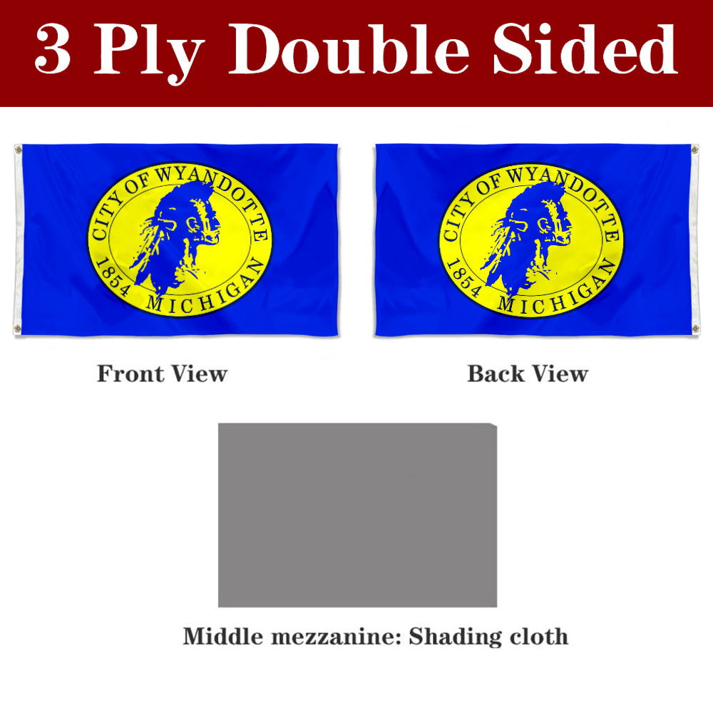Fyon Double-sided Wyandotte, Michigan Flag Banner