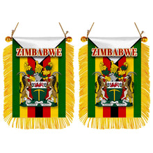 Zimbabwe Flag Mini Car Rearview Mirror Flag Banner - 2PC