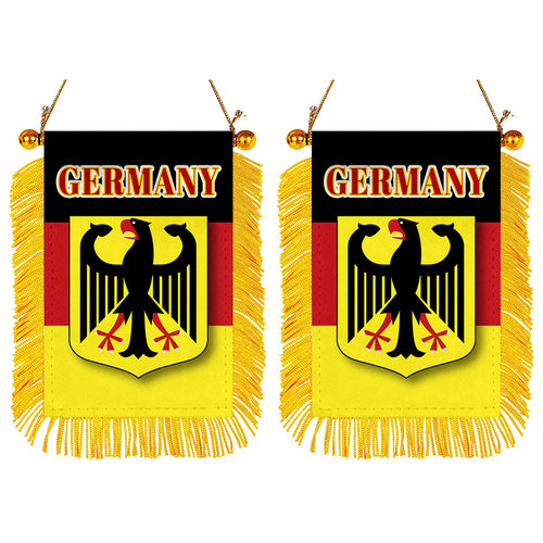 Germany Flag Mini Car Rearview Mirror Flag Banner - 2PC