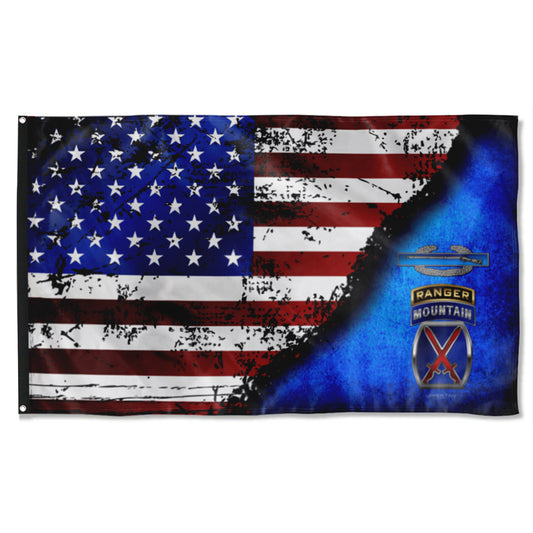 Fyon 10TH Mountain Tabbed CIB Stars And Stripes Flag Indoor and outdoor banner
