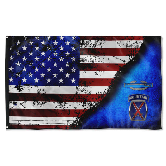 Fyon 10th Mountain CIB Star & Stripes Flag  Indoor and outdoor banner