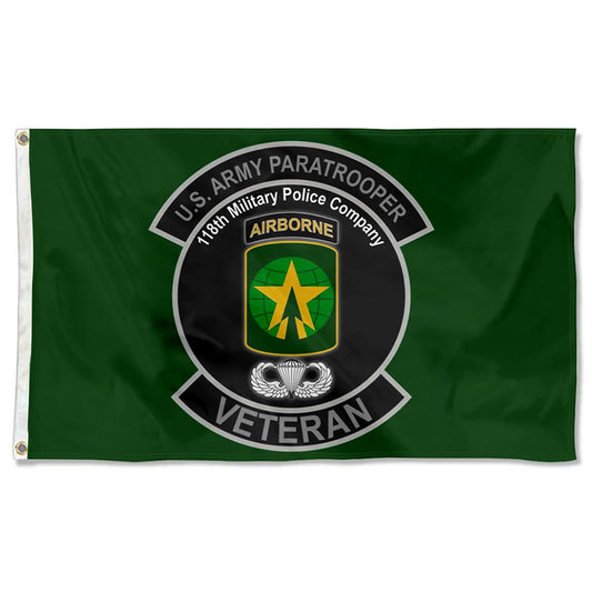 Fyon 118th Military Police Company veteran Paratrooper Flag Indoor and outdoor banner