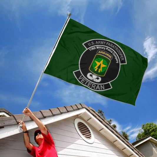 Fyon 118th Military Police Company veteran Paratrooper Flag Indoor and outdoor banner