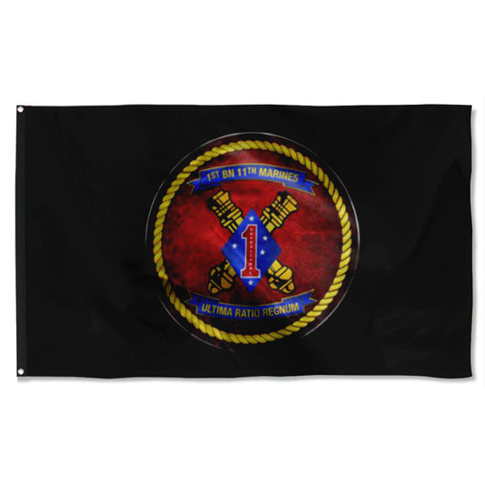 Fyon 1ST Battalion 11TH Marines Black Flag Indoor and outdoor banner