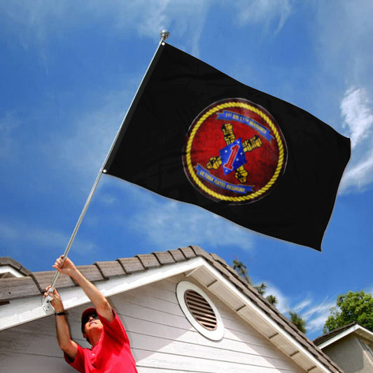 Fyon 1ST Battalion 11TH Marines Black Flag Indoor and outdoor banner