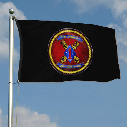 Fyon 1ST Battalion 11TH Marines Black Flag Indoor and outdoor banner