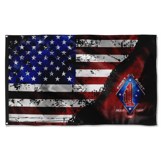 Fyon 1ST Battalion 1ST Marines Stars & Stripes Flag Indoor and outdoor banner