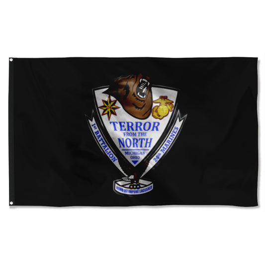 Fyon 1ST Battalion 24TH Marines Black Flag Indoor and outdoor banner