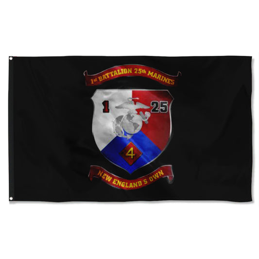 Fyon 1ST Battalion 25TH Marines Black Flag Indoor and outdoor banner
