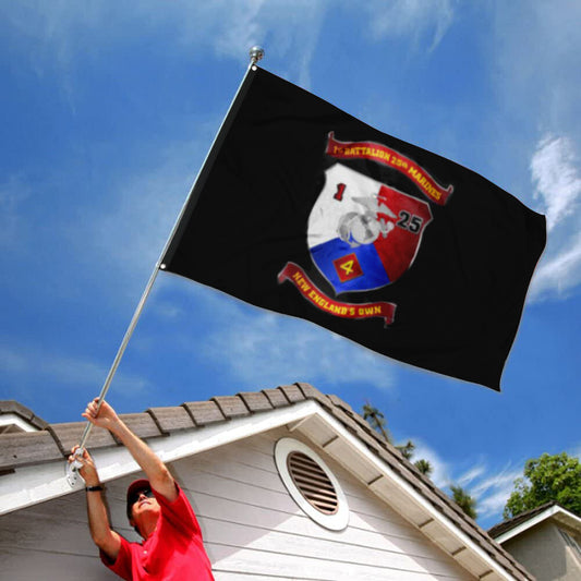 Fyon 1ST Battalion 25TH Marines Black Flag Indoor and outdoor banner