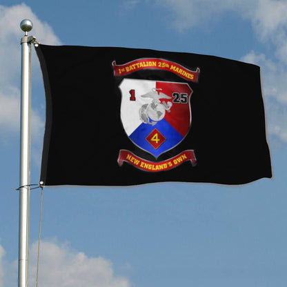 Fyon 1ST Battalion 25TH Marines Black Flag Indoor and outdoor banner