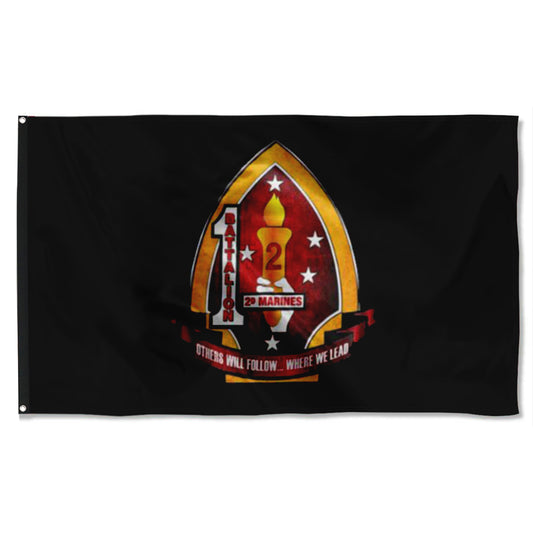 Fyon 1ST Battalion 2ND Marines Black Flag Indoor and outdoor banner