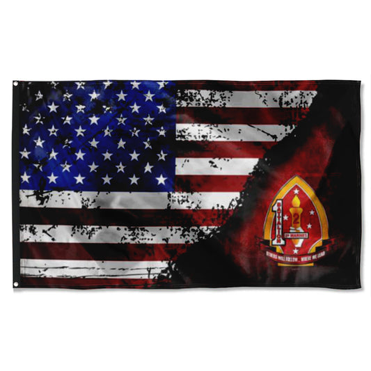 Fyon 1ST Battalion 2ND Marines Stars & Stripes Flag Indoor and outdoor banner