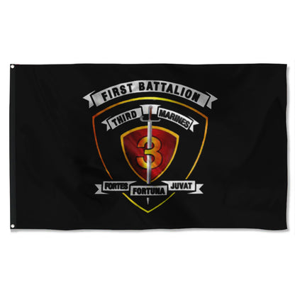Fyon 1ST Battalion 3RD Marines Black Flag Indoor and outdoor banner