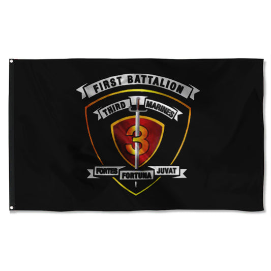 Fyon 1ST Battalion 3RD Marines Black Flag Indoor and outdoor banner