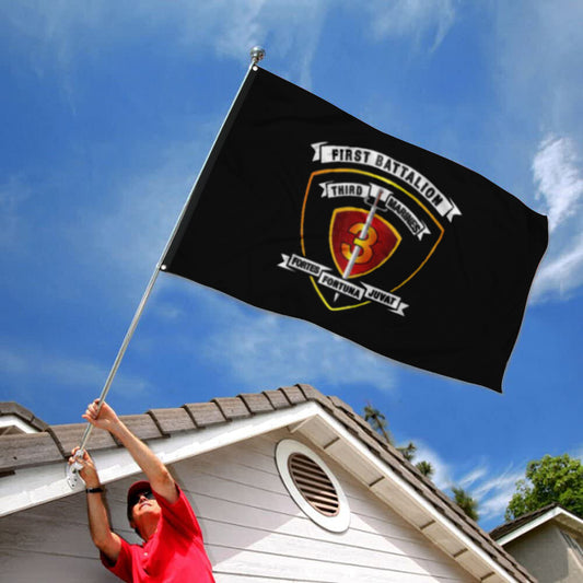 Fyon 1ST Battalion 3RD Marines Black Flag Indoor and outdoor banner