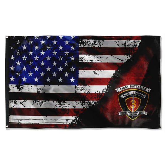 Fyon 1ST Battalion 3RD Marines Stars & Stripes Flag Indoor and outdoor banner