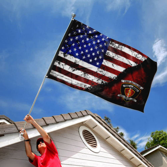 Fyon 1ST Battalion 3RD Marines Stars & Stripes Flag Indoor and outdoor banner