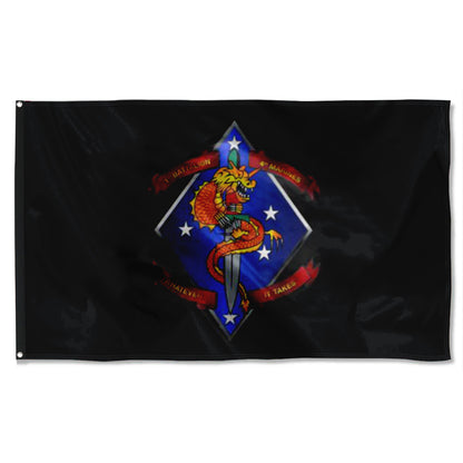 Fyon 1ST Battalion 4TH Marines Black Flag Indoor and outdoor banner