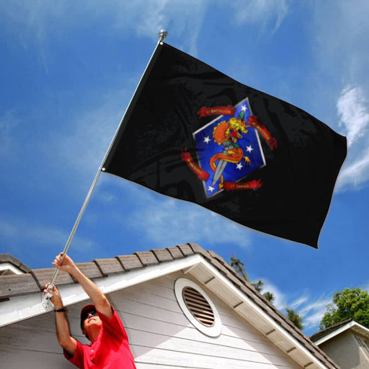 Fyon 1ST Battalion 4TH Marines Black Flag Indoor and outdoor banner