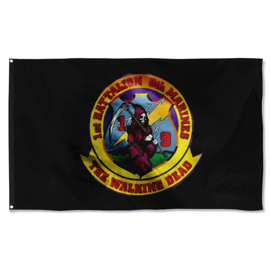 Fyon 1ST Battalion 9TH Marines Black Flag Indoor and outdoor banner