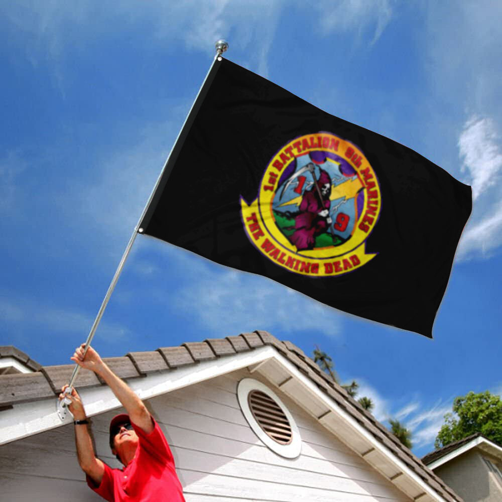 Fyon 1ST Battalion 9TH Marines Black Flag Indoor and outdoor banner