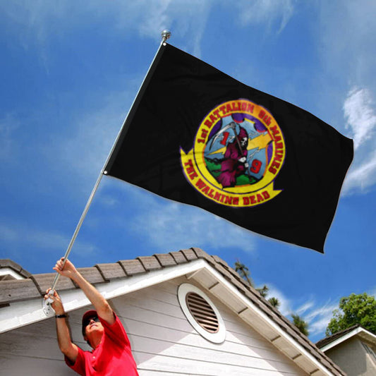 Fyon 1ST Battalion 9TH Marines Black Flag Indoor and outdoor banner