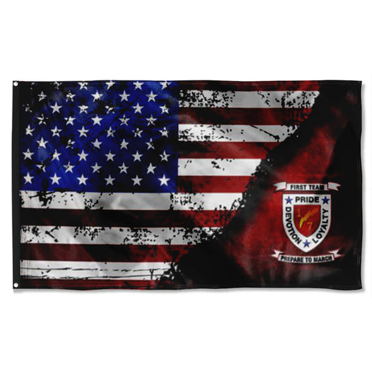 Fyon 1ST Bn 7TH Marines Stars & Stripes  Flag Indoor and outdoor banner