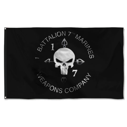 Fyon 1ST Bn 7TH Marines Weapons Co Black Flag Indoor and outdoor banner