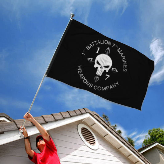 Fyon 1ST Bn 7TH Marines Weapons Co Black Flag Indoor and outdoor banner