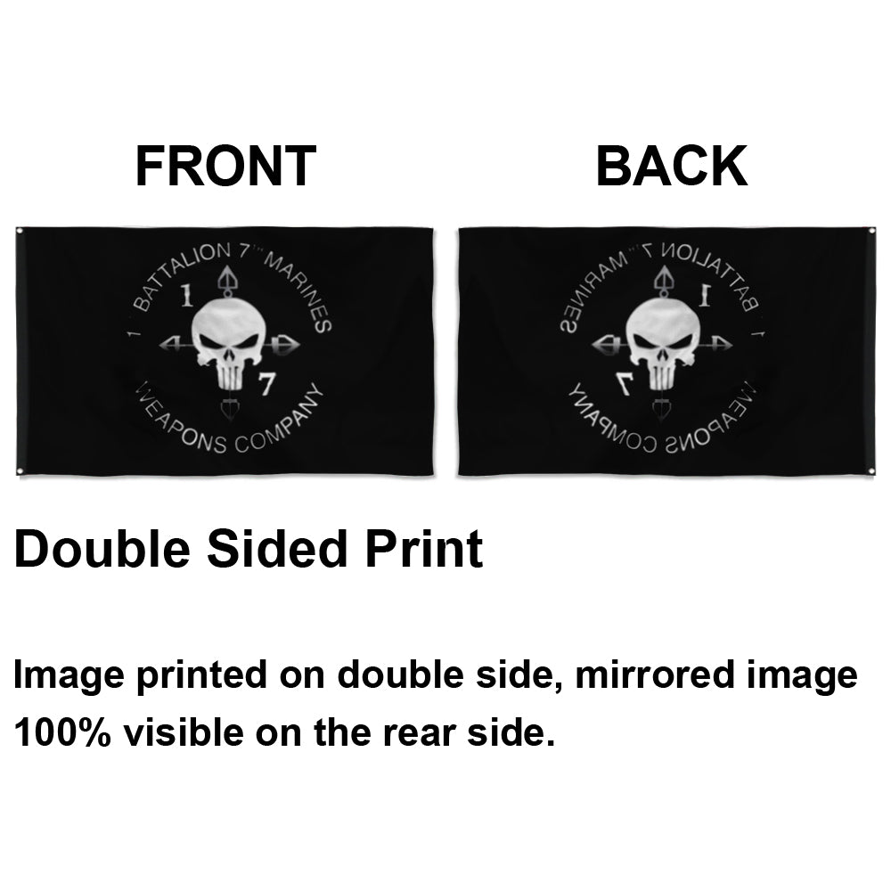 Fyon 1ST Bn 7TH Marines Weapons Co Black Flag Indoor and outdoor banner
