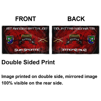 Fyon 1ST Ranger Battalion Tabbed Sua Sponte Flag Indoor and outdoor banner