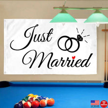 Fyon Just Married Ring Flag Blue White Flag Indoor and outdoor banner