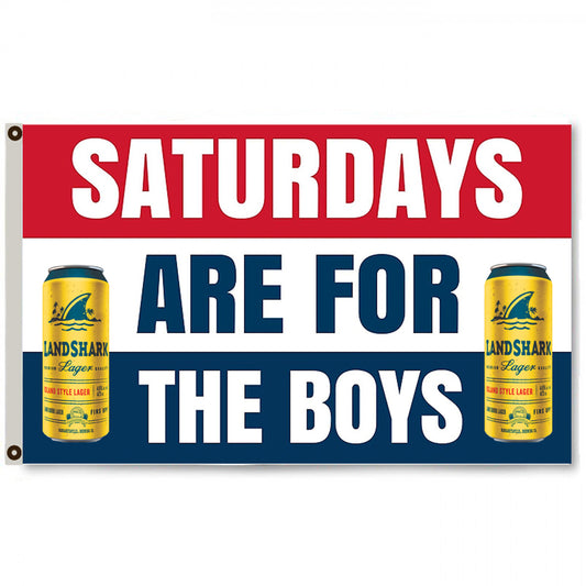 Fyon Saturdays are for the Boys Landshark Beer Flag Banner Man Cave 3x5ft