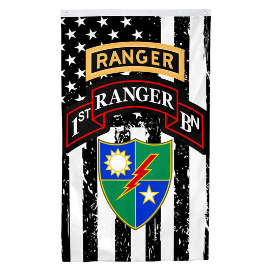 Fyon 1st Battalion, 75th Ranger Regiment with Ranger Flag Banner