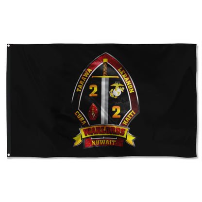 Fyon 2ND Battalion 2ND Marines Black Flag Indoor and outdoor banner