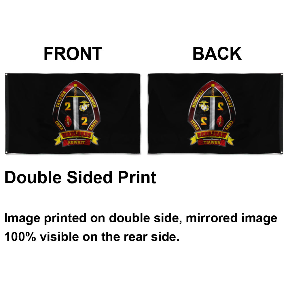 Fyon 2ND Battalion 2ND Marines Black Flag Indoor and outdoor banner