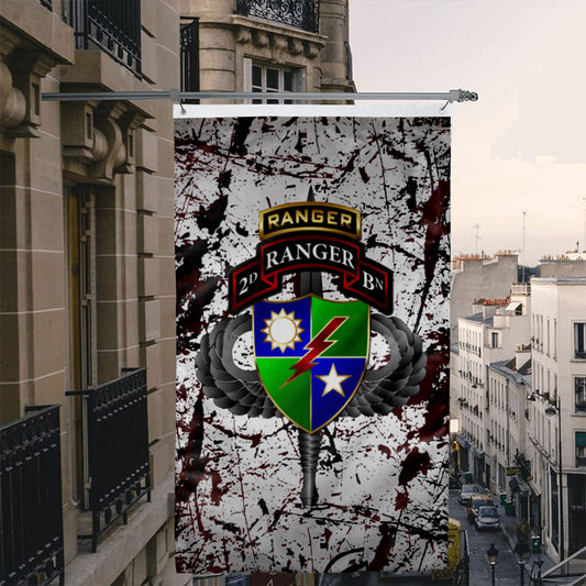Fyon 2ND Ranger Battalion Tabbed Splatter Flag Indoor and outdoor banner