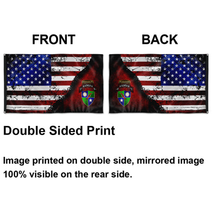 Fyon 2ND Ranger Battalion Tabbed Stars and Stripes Flag Indoor and outdoor banner