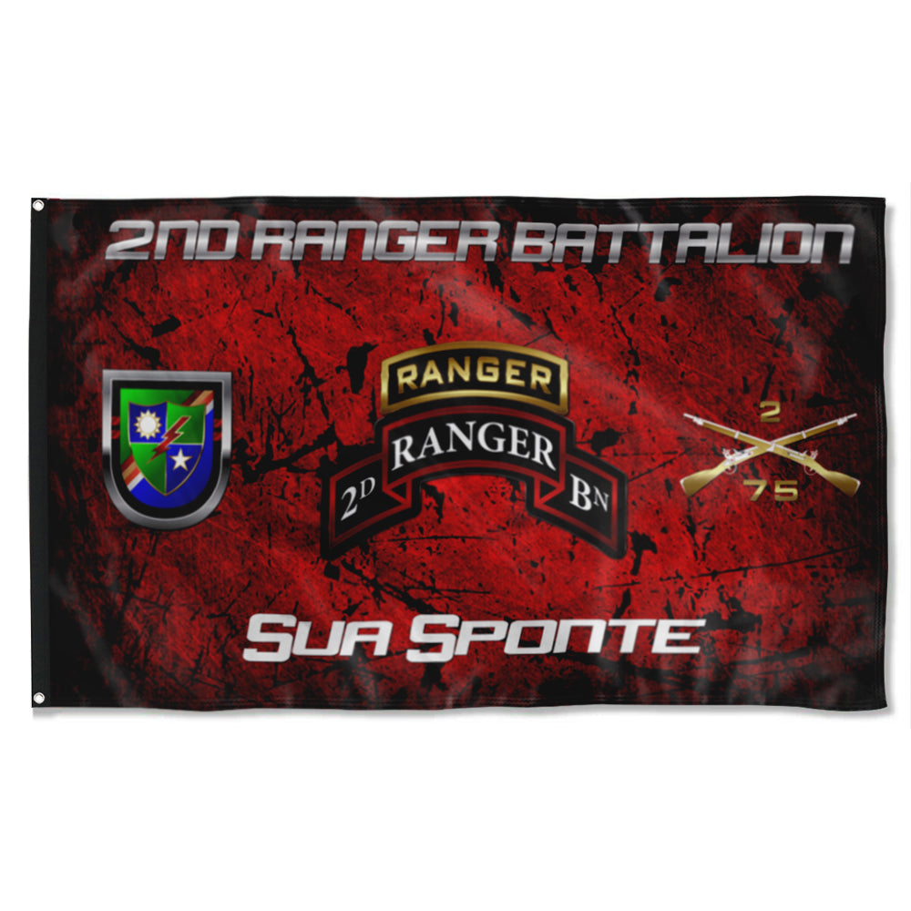 Fyon 2ND Ranger Battalion Tabbed Sponte Flag Indoor and outdoor banner