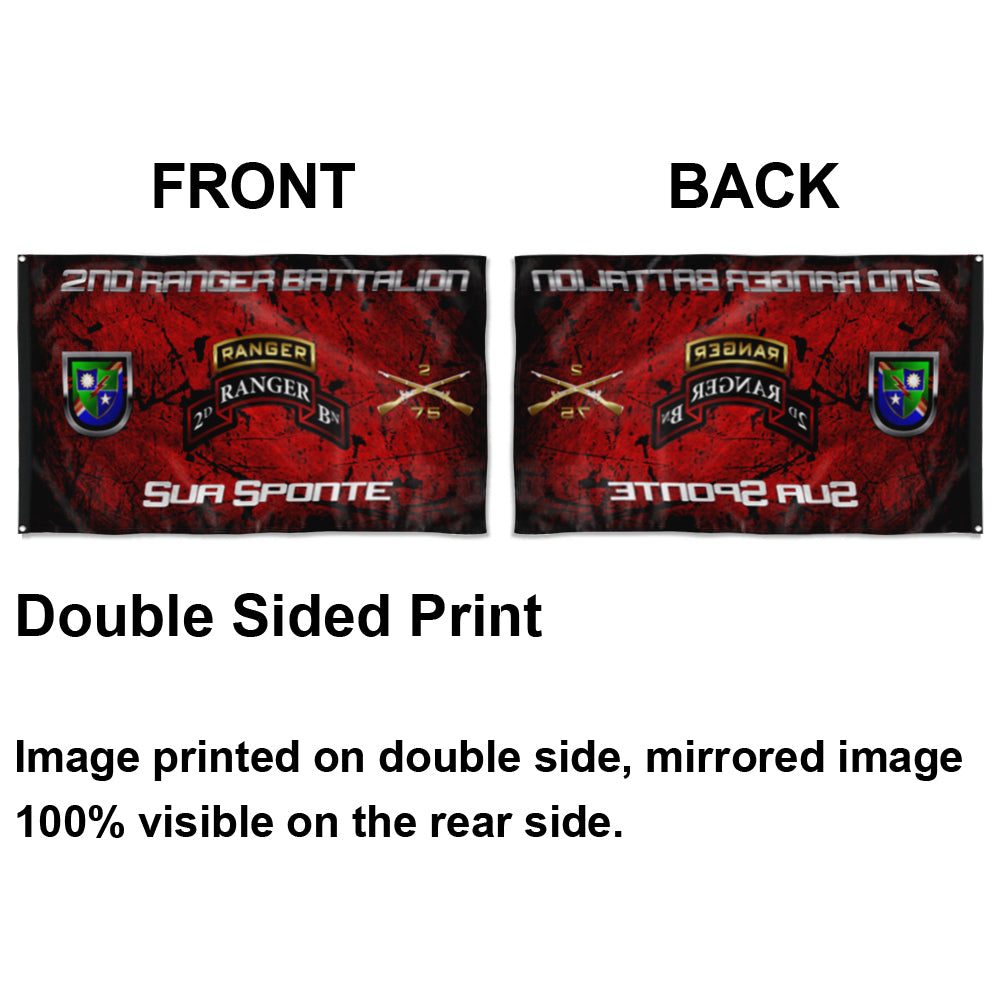 Fyon 2ND Ranger Battalion Tabbed Sponte Flag Indoor and outdoor banner